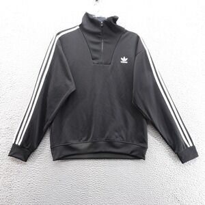 Adidas Funnelneck TT Track Jacket M Black Men Originals 3Stripe Zip Pullover NEW